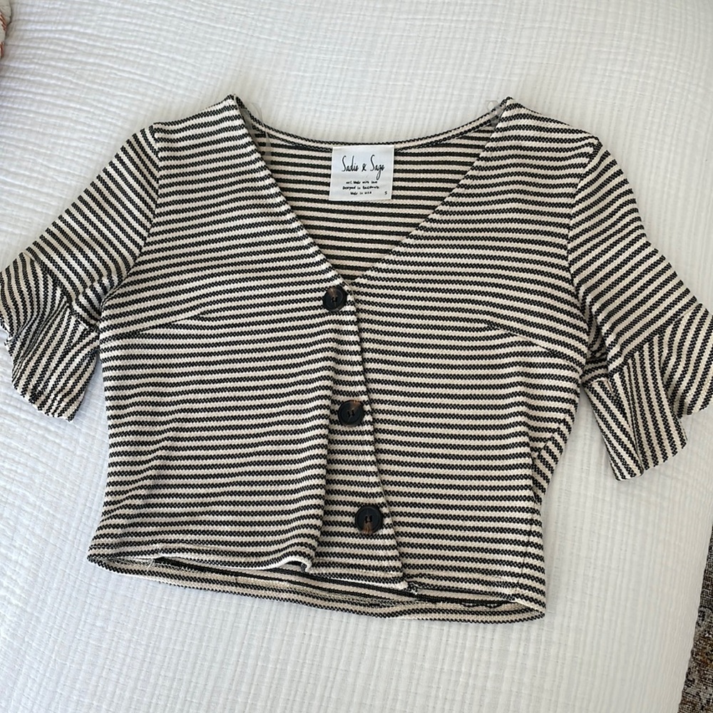 Black and white strip button shirt size small